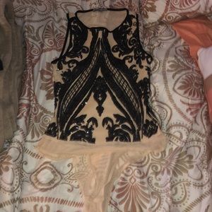 Black &’ Tan see-through bodysuit